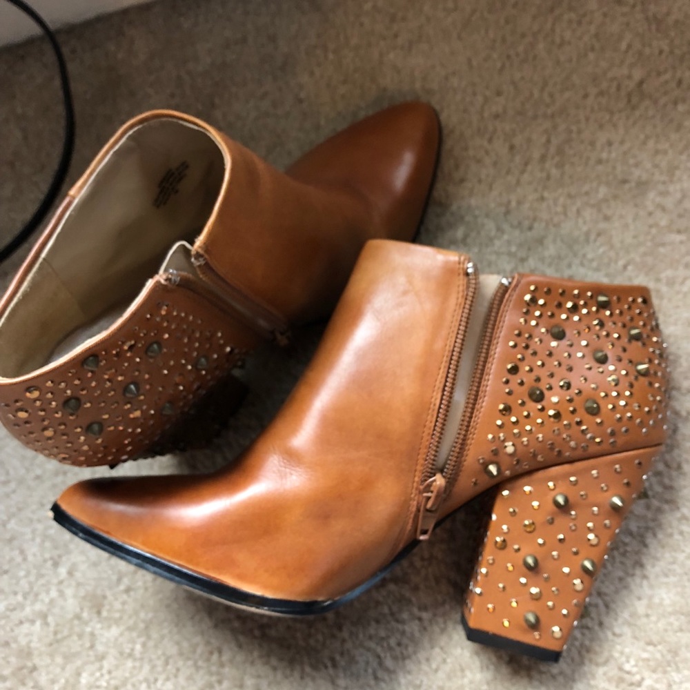 Studded leather booties